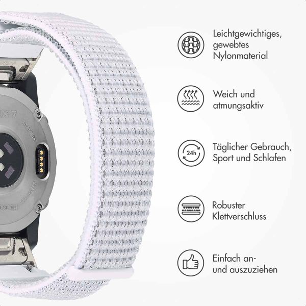 imoshion QuickFit® Nylon Armband -   Garmin 22 mm Anschluss - Größe L/XL - Weiß
