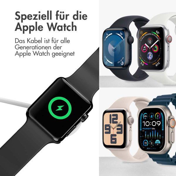 imoshion Ladekabel für die Apple Watch USB-C und USB-A – 1 Meter – Weiß