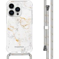 imoshion Design Hülle mit Band für das iPhone 14 Pro - White Marble