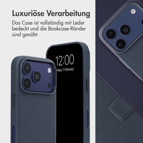 Accezz 2-in-1 Klapphülle aus Leder mit MagSafe Apple iPhone 18 Pro / 17 Pro - Nightfall Blue