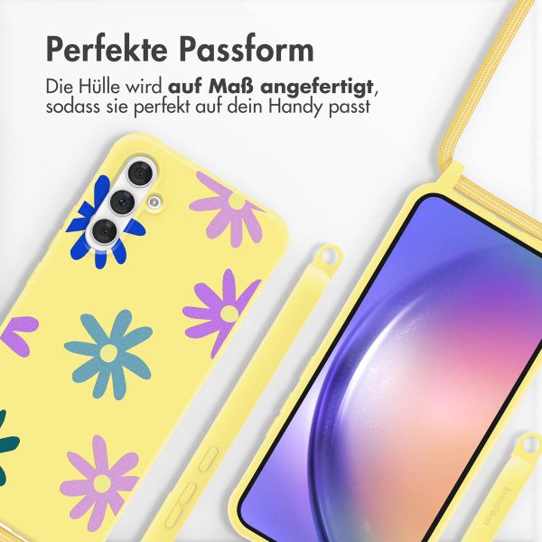 imoshion Silikonhülle design mit Band für das Samsung Galaxy A54 (5G) - Yellow Flower Distance