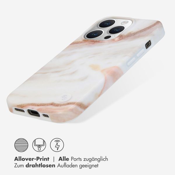 Selencia Aurora Fashion Back Case für das iPhone 15 Pro - Strapazierfähige Hülle - 100% recycelt - Weißer Marmor