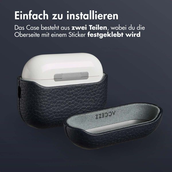 Accezz Echtes Leder Case Apple AirPods Pro 3 - Dunkelblau