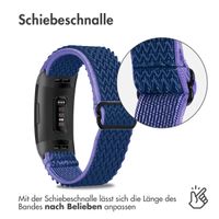 imoshion Elastisches Nylonarmband für das  Fitbit Charge 3 / 4 - Dunkelblau