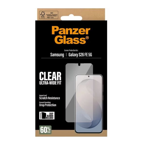 PanzerGlass Ultra-Wide Fit Antibakterieller Displayschutz mit Applikator Samsung Galaxy S26 FE