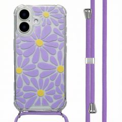 imoshion Design Hülle mit Band Apple iPhone 16 - Tropical Violet Flowers Connect