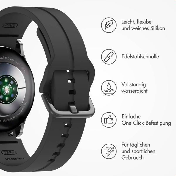 imoshion Silikonarmband für Samsung Galaxy Watch 4 / 5 / 6 / 7 (20 mm) - Schwarz