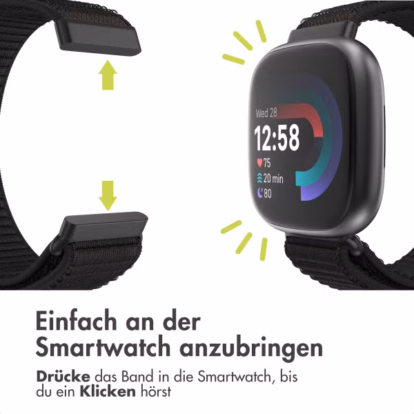 imoshion Nylonarmband für das  Fitbit Versa 4/ 3 / Sense (2) - Schwarz