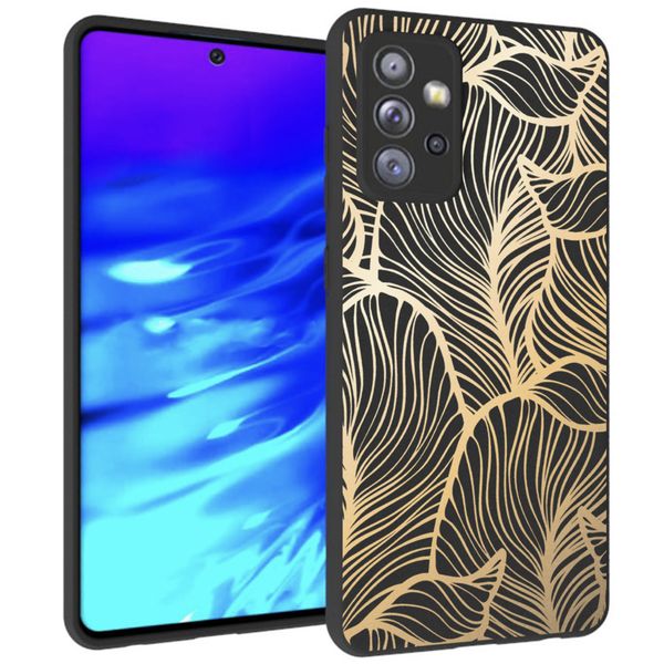 imoshion Design Hülle für das Samsung Galaxy A72 - Blätter / Schwarz