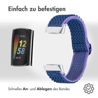 imoshion Elastisches Nylonarmband für das  Fitbit Charge 5 - Dunkelblau