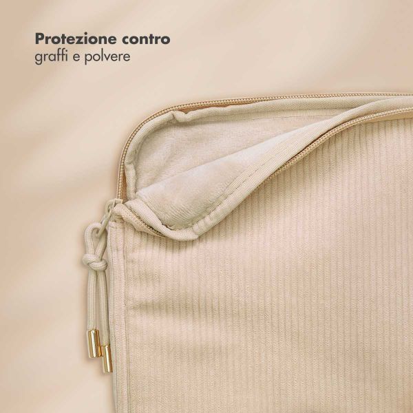 Selencia Cord Laptop Hülle 13-14 Zoll - Laptop Sleeve - Beige