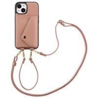 Selencia Sera Kordel-Hulle mit Kartenhalter-Umschlag für das iPhone 15 - Old Pink