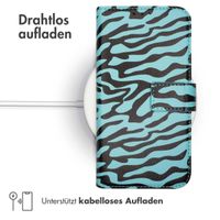 imoshion ﻿Design Klapphülle für das Samsung Galaxy A14 (5G/4G) - Black Blue Stripes