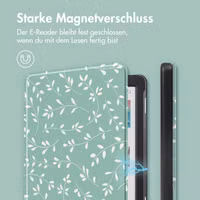 imoshion Design Slim Hard Case Klapphülle Kobo Clara Colour / BW - Smoke Green Flowers