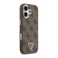 Guess Classic Triangle Logo Leather Back Cover mit MagSafe Apple iPhone 17 - Braun