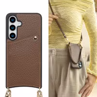 Selencia Nova HandyHülle mit Kordel und Kartenhalter Samsung Galaxy S24 / S25 - Mocha Brown