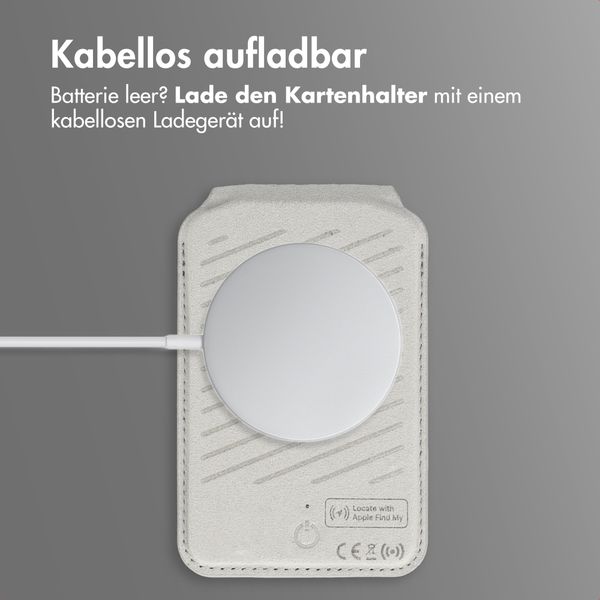 Accezz Magnetische Leder-Wallet mit Standfunktion - Geeignet für Apple Find My - Light Grey