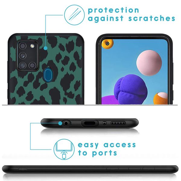 imoshion Design Hülle Samsung Galaxy A21s - Leopard - Grün / Schwarz