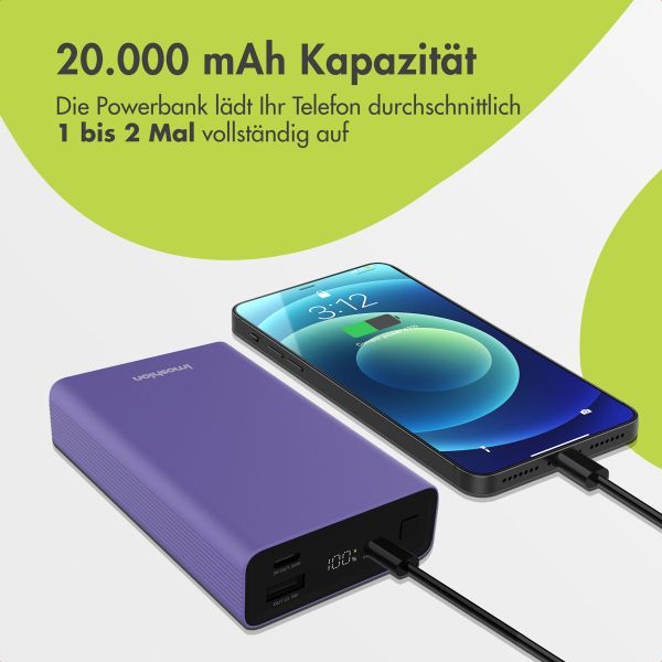 imoshion Ultra Series Aluminium | Powerbank 20.000 mAh - Schnellladen bis 33W - Tropical Violet