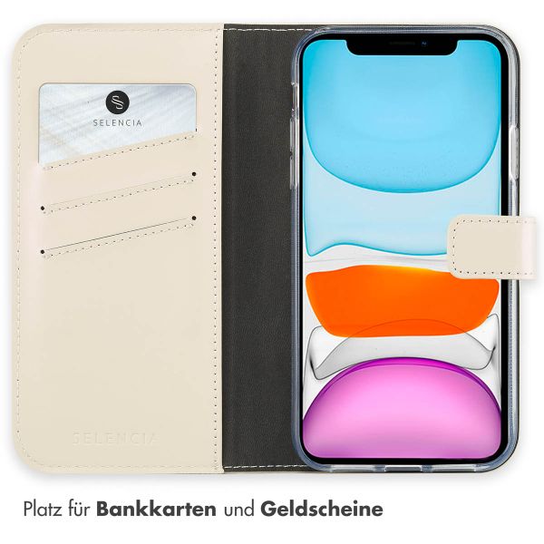 Selencia Echtleder Klapphülle Apple iPhone 11 - Greige