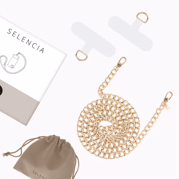 Selencia Bold Chain-Handykette (lang 130 cm) - Gold