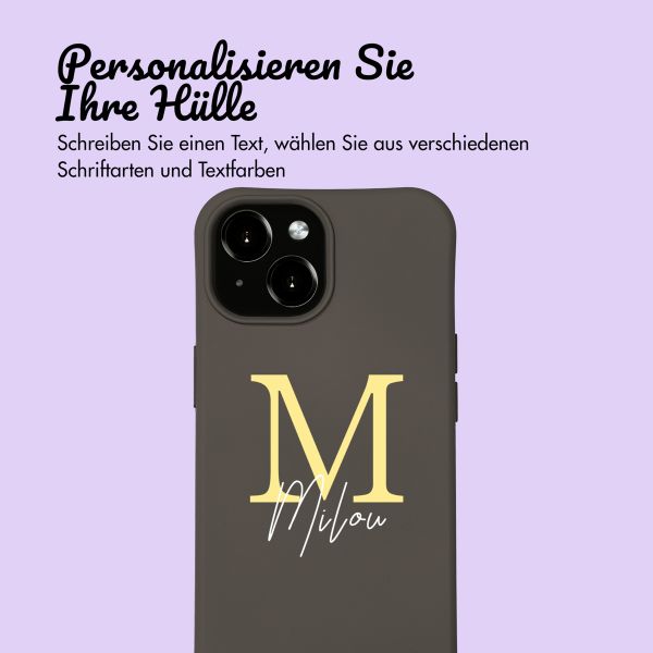 Personalisierte Color Backcover MagSafe mit abtrennbarem Band und Buchstaben für iPhone 15 - Black Coffee