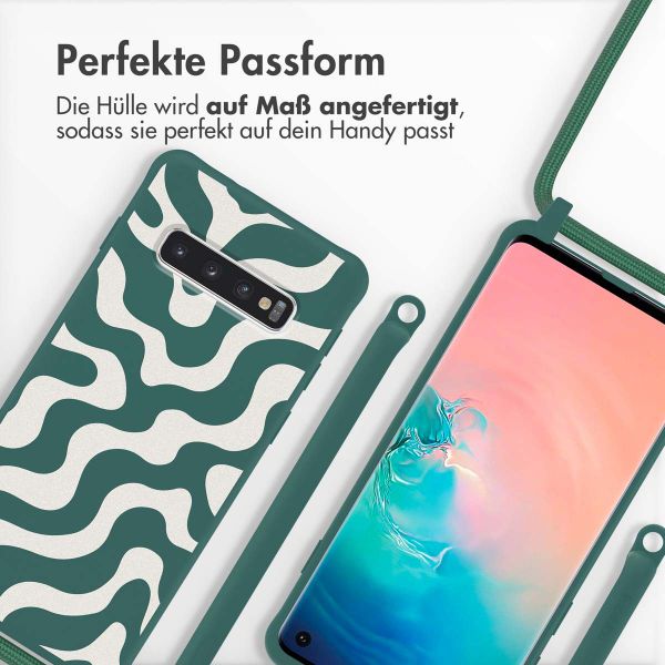 imoshion SilikonHülle design mit Band Samsung Galaxy S10 - Petrol Green Groovy