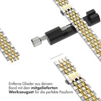 Selencia Jubilee inspiriertes schmales Edelstahlarmband für Apple Watch Series 1 t/m 9 / SE (38/40/41 mm) | Series 10 / 11 (42 mm) - Silber und Gold