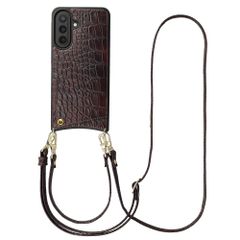 Selencia Nova Croco HandyHülle mit Kordel und Kartenhalter Samsung Galaxy A57 (5G) - Choco Brown