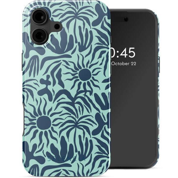 Selencia Vivid Tough Back Cover mit MagSafe für das iPhone 16 - Tropical Vibes Light Blue