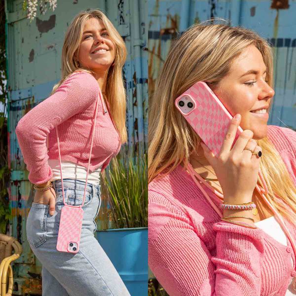 imoshion SilikonHülle design mit Band Apple iPhone 15 Plus - Retro Pink