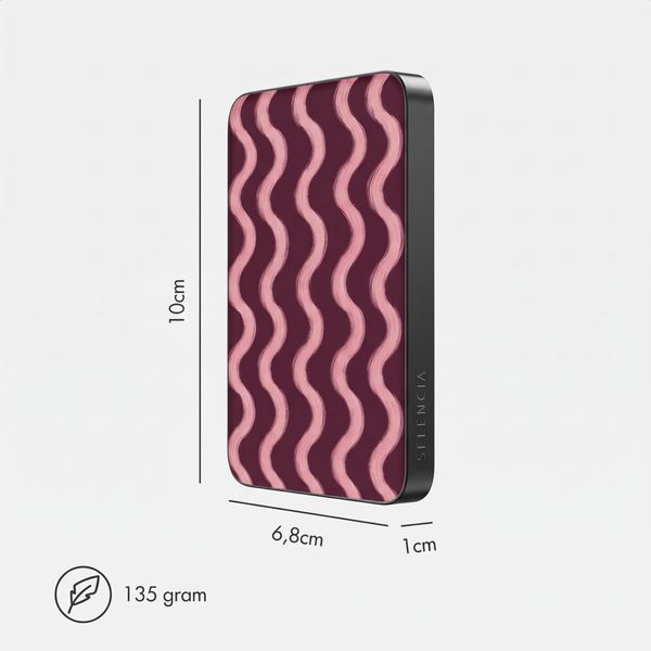 Selencia Vivid Powerbank 5.000 mAh - MagSafe und Qi - Black / Wavy Baby Burgundy