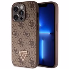 Guess 4G Logo Triangle Strass Back Cover Apple iPhone 15 Pro - Braun