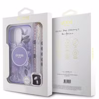 Guess MagSafe IML Flowers Case mit Beads Strap Apple iPhone 15 Pro Max - Purple