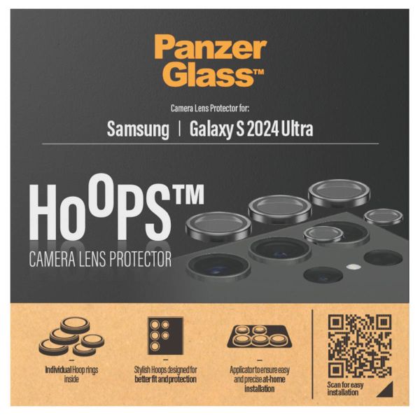 PanzerGlass Kameraprotektor Hoops Optic Rings für das Samsung Galaxy S24 Ultra - Black