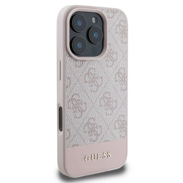 Guess Bottom Stripe 4G Back Cover für das iPhone 16 Pro - Rosa