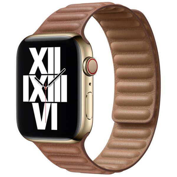 Apple Leather Link für die Apple Watch Series 1-10 / SE / Ultra (2) - 42/44/45/46/49 mm - Größe S/M - Saddle Brown