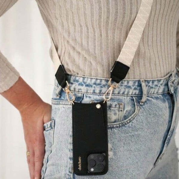 Dutchies Phone Strap - Verstellbare Universal-Telefonkordel - Latte Knit / Black