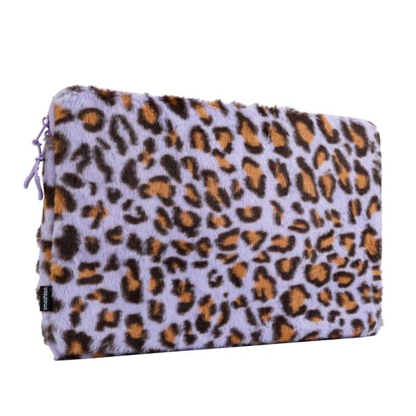 imoshion Fluffy Laptop Hülle 15-16 Zoll - Laptop Sleeve - Leopard Lilac