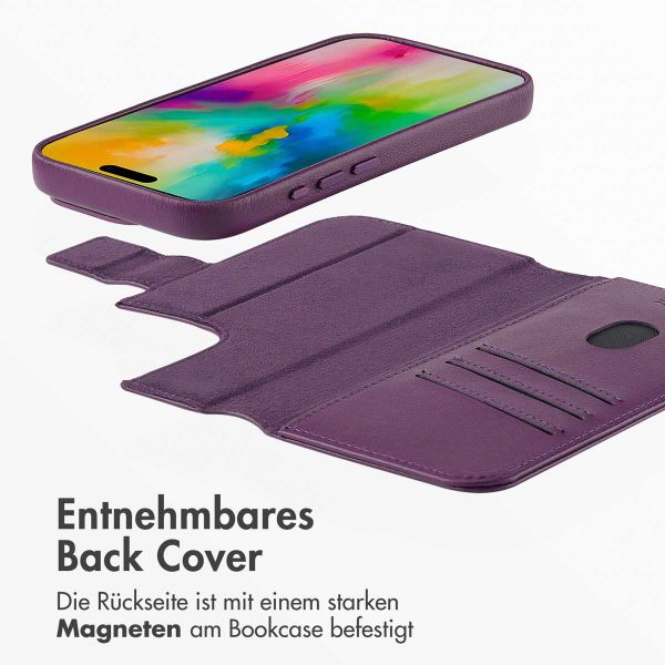 Accezz 2-in-1 Klapphülle aus Leder mit MagSafe für das iPhone 16 Pro - Heath Purple