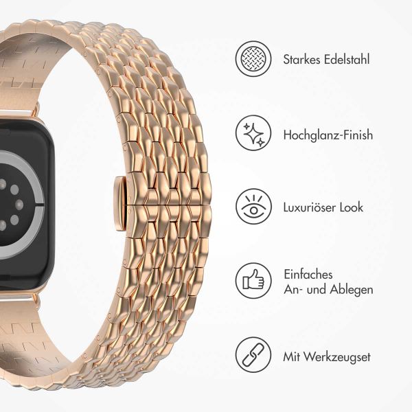 Selencia Drachenarmband aus Stahl für die Apple Watch Series 1 bis 10 / SE / Ultra (2) (44/45/46/49 mm) - Roségold