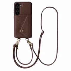 Selencia Sera HandyHülle mit Kordel und Umschlag-Kartenhalter Samsung Galaxy S23 - Chocolate Brown