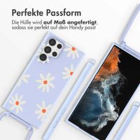 imoshion Silikonhülle design mit Band für das Samsung Galaxy S22 Ultra - Lila Flower Distance