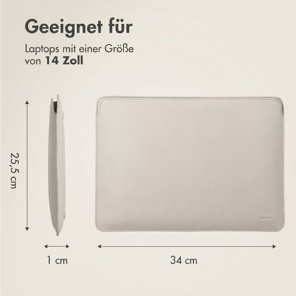 Accezz Leather Laptop Hülle Apple MacBook 14 Zoll - Laptop Sleeve - Beige