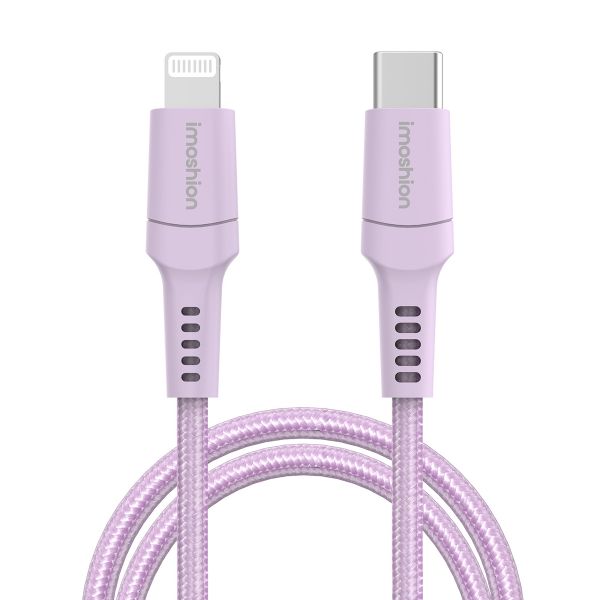 imoshion ﻿Lightning- auf USB-C-Kabel – nicht MFi-zertifiziert – Geflochtenes Gewebe – 2 m – Lila