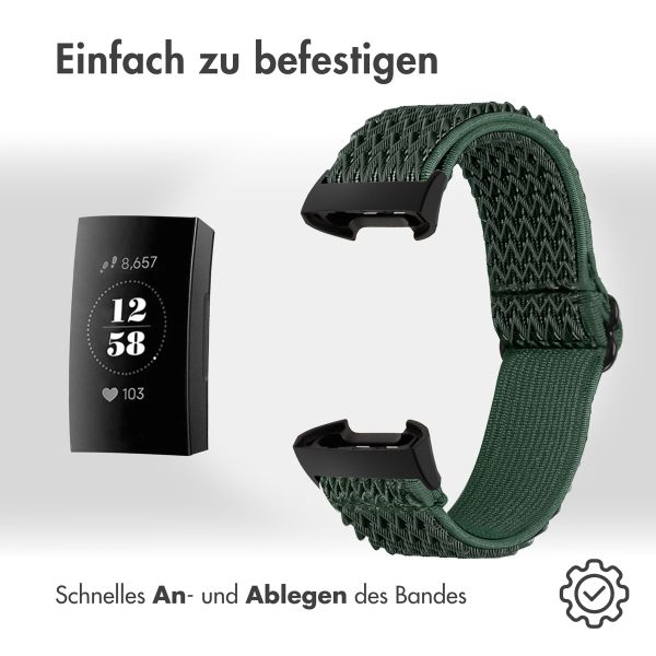 imoshion Elastisches Nylonarmband für das  Fitbit Charge 3 / 4 - Grün