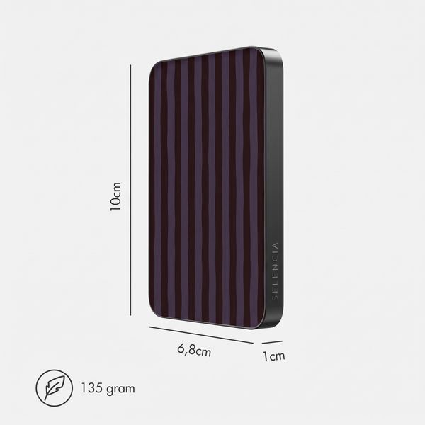 Selencia Vivid Powerbank 5.000 mAh - MagSafe und Qi - Black / Bonbon Stripe Blueberry