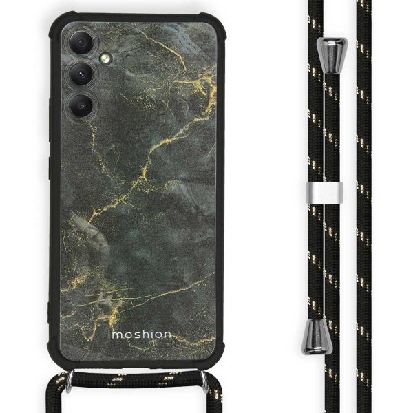 imoshion Design Hülle mit Band für das Samsung Galaxy A34 (5G) - Black Marble