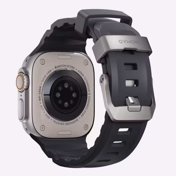 Nomad Rocky Point Armband für das  Apple Watch Series 1 t/m 11 / SE / Ultra (44/45/46/49 mm) - Storm / Titanium