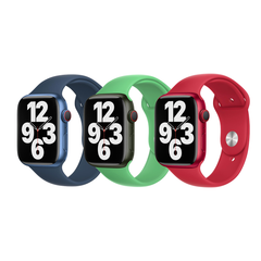 Apple 3 Pack Sport Armband f&uuml;r Apple Watch | 38/40/41 mm - Gr&ouml;&szlig;e S/M/L - Abyss Blue/ Bright Green/ (Product)RED